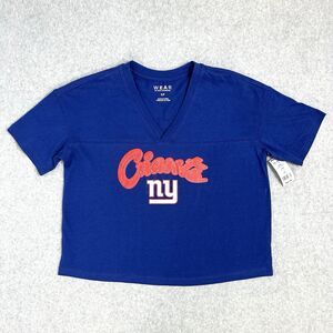 New York Giants Wear by Erin Andrews Women's Blue V-Neck Cotton T'shirt Size S/P